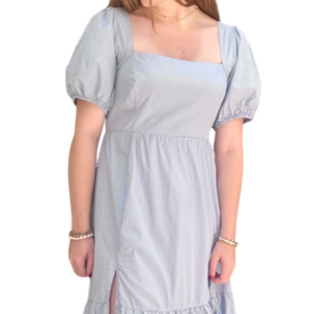 Astr Blue Puff Sleeve Midi Sundress - Picture 6 of 6